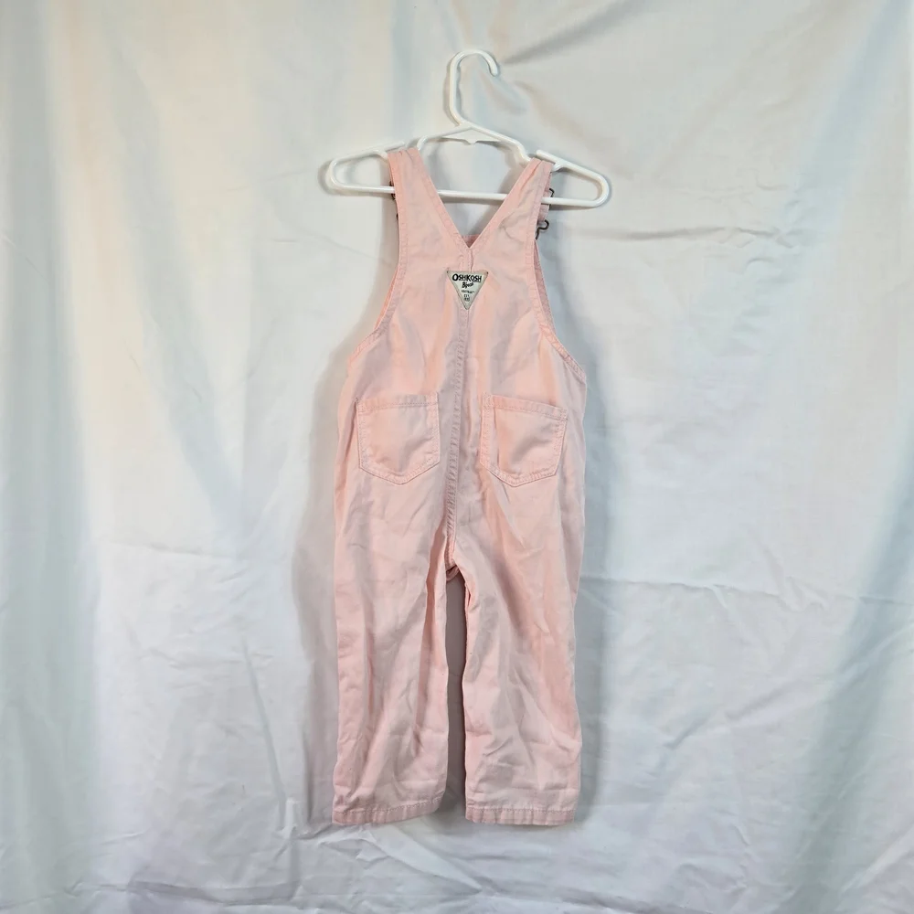 OshKosh B'gosh Baby Girl Light‎ Pink Heart Pocket Adjustable Straps Overalls 18M